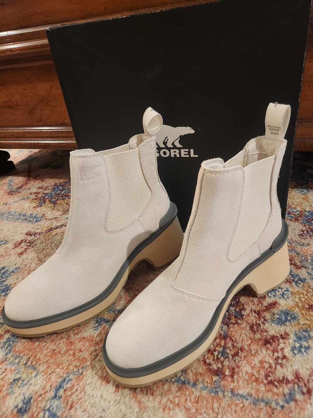 Sorel Women’s Cream Suede Chelsea Heeled Boot